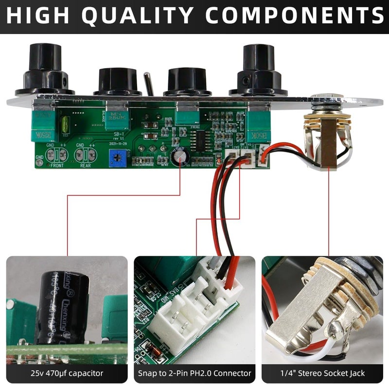 Domofa Prewired Control Plate Loaded Control Board with Wiring Harness Active/Passive Switchable for Jazz Bass Guitar Replacement Parts - Image 4
